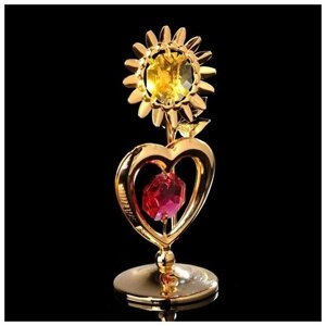 Сувенир «Сердце с солнцем», 338 см, с кристаллами
