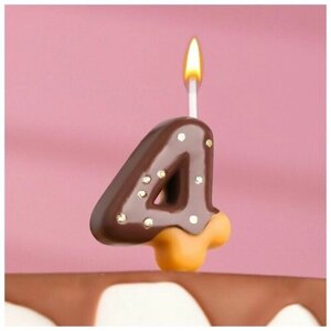 Свеча в торт Шоколадная глазурь, цифра 4, 7 см