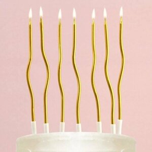 Свечи в торт "Для твоего праздника", золотые, 10 шт.