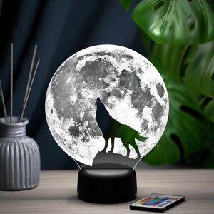 Светильник "Волк воет на луну"подарок близким