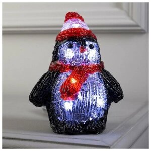 Светодиодная фигура «Пингвин» 12 15 9 см, акрил, 6 LED, батарейки ААх2 (не в комплекте), свечение белое