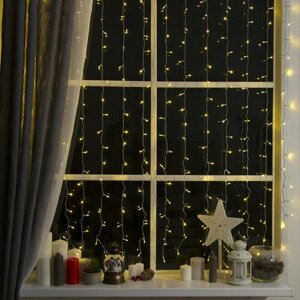 Светодиодная гирлянда-штора "Занавес", электрогирлянда дождь на окно и фасад дома, интерьерное украшение, праздничное освещение на Новый год, теплое белое свечение, прозрачная нить, 360 LED фонариков, 8 режимов, 2 х
