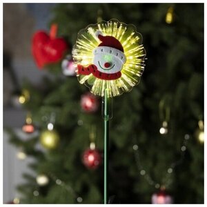 Светодиодная игрушка на палочке «Снеговик» 6.5 27 4 см, батарейки LR44х3, свечение тёплое белое