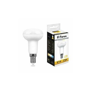 Светодиодная LED лампа Feron R50 E14 7W (540lm) 2700K 2K матовая 86x50, LB-450 25513 (упаковка 12 штук)