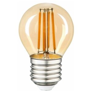 Светодиодная LED лампа General филамент шар E27 7W 2700K 2K 45x76 (нитевидная) празрачная Золотая G45S-7-230- E27 661431 (упаковка 10 штук)