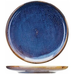 Тарелка Kunstwerk круглая Ирис 260х260х30мм, фарфор, голубой