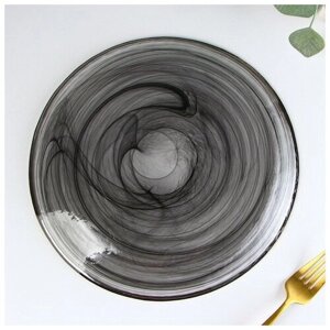 Тарелка стеклянная обеденная Дымка, d-26,5 см, цвет серый