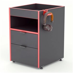 Тумба для игрового компьютерного стола Xplace, Черно-красная