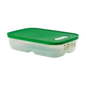 Tupperware Контейнер "Умный холодильник" низкий, 13x26 см, прозрачный/зеленый