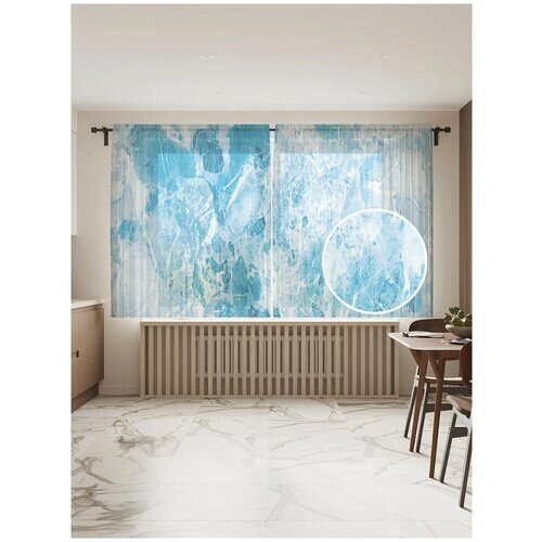 Тюль для кухни и спальни JoyArty "Мраморный керамин", 2 полотна со шторной лентой шириной по 145 см, высота 180 см.