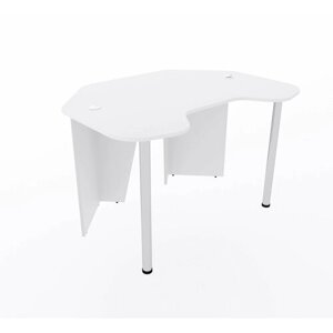 Угловой компьютерный стол "Угол" с полкой для монитора, 140x87x75 см, полностью белый