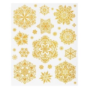 Украшение для окон и стекла золотая сказка "Золотистые снежинки 4", 30х38 см, ПВХ, 591190
