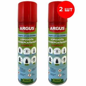 Универсальный аэрозоль от всех насекомых ARGUS Дихлофос №1 без запаха, с трубочкой, 2х150 мл (300 мл)