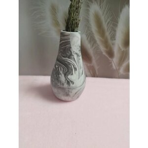 Ваза "Gipswithlove"светло серая настольная ваза из гипса высотой 12 см для сухоцветов