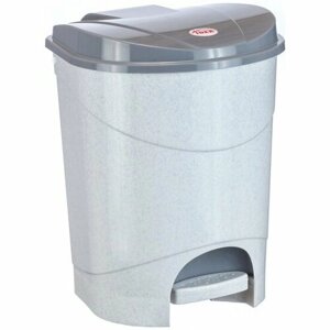 Ведро-контейнер Idea для мусора (урна) , 19л, с педалью, пластик, мраморный