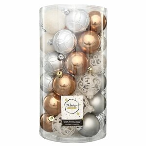 Winter Deco Набор пластиковых шаров Frisette - Венецианский Мрамор 6 см, 37 шт 9029353