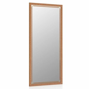 Зеркало 119С орех Т2, греческий орнамент, ШхВ 45х100 см, зеркала для офиса, прихожих и ванных комнат, горизонтальное или вертикальное крепление