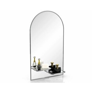 Зеркало 126П2 серебро, ШхВ 46х80 см, зеркало для ванной комнаты, две полочки
