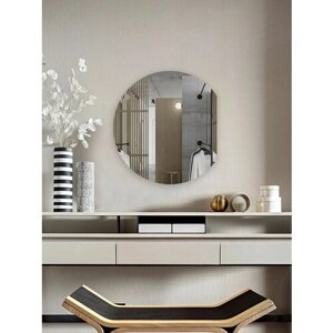 Зеркало для ванной Eclipse 80*70 круглое с правым срезом без подсветки