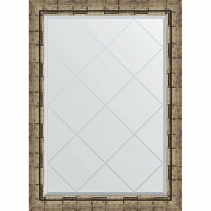 Зеркало Evoform Exclusive-G 101х73 BY 4179 с гравировкой в багетной раме - Серебряный бамбук 73 мм