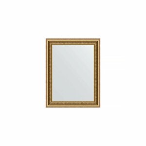 Зеркало настенное EVOFORM в багетной раме бусы золотые, 38х48 см, для гостиной, прихожей, кабинета, спальни и ванной комнаты, BY 1344