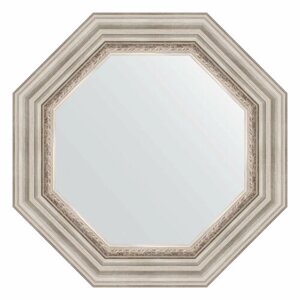 Зеркало настенное Octagon EVOFORM в багетной раме римское серебро, 56,6х56,6 см, для гостиной, прихожей, кабинета, спальни и ванной комнаты, BY 3787