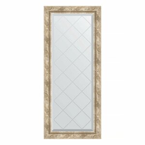 Зеркало настенное с гравировкой EVOFORM в багетной раме прованс с плетением, 53х123 см, для гостиной, прихожей, спальни и ванной комнаты, BY 4048