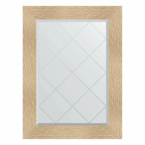 Зеркало настенное с гравировкой EVOFORM в багетной раме золотые дюны, 66х89 см, для гостиной, прихожей, кабинета, спальни и ванной комнаты, BY 4107