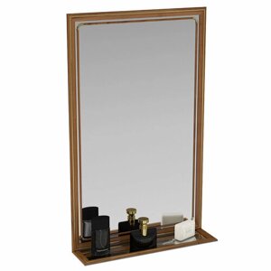 Зеркало с полочкой 121П тёмный орех, ШхВ 50х80 см, с полкой, зеркала для офиса, прихожих и ванных комнат