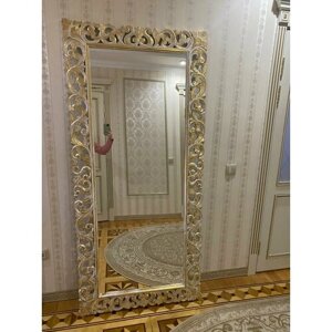 Зеркало в полный рост белое с золотой поталью ручной работы