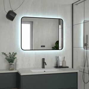 Зеркало в ванную с фоновой подсветкой, сенсором, диммером, часами и подогревом 800х600 Reflection Shadow, RF5733SH