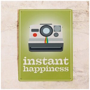 Жестяная табличка Instant happiness, металл, 20х30 см