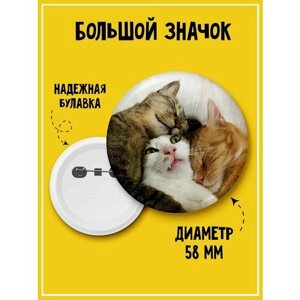 Значок на рюкзак/одежду котики мем