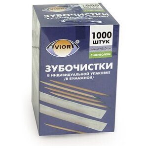 Зубочистки бамбук в инд. бум. упак. с ментолом 1000шт. уп. 401-609