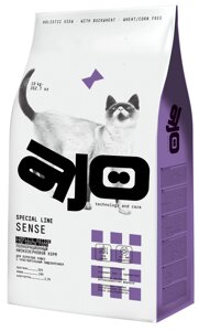 AJO Sense полнорационный корм для кошек с чувствительным пищеварением (Курица и оленина, 10 кг.)