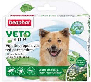 Beaphar Био капли Vetopure от паразитов для собак средних пород (1 пипетка)