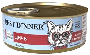 Best Dinner Vet Profi Gastro Intestinal консервы для кошек с чувствительным пищеварением (паштет) (Дичь, 100 г.)