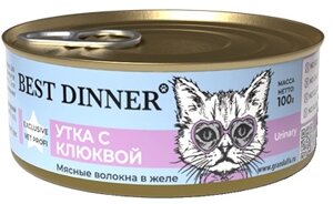 Best Dinner Vet Profi Urinary консервы для взрослых стерилизованных кошек, профилактика МКБ (в желе) (Утка и клюква, 100 г.)