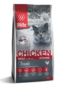 Blitz Classic Adult сухой корм для взрослых кошек (Курица, 400 г.)