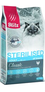 Blitz Classic Sterilised сухой корм для стерилизованных кошек и кастрированных котов (Курица, 2 кг.)