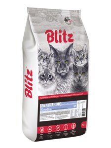 Blitz Sensitive Sterilised сухой корм для стерилизованных кошек и кастрированных котов (Индейка, 10 кг.)