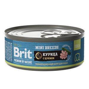 Brit Premium by Nature консервы для взрослых собак мелких пород (Курица с цукини, 100 г.)