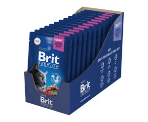 Brit Premium пауч для кошек (кусочки в соусе) (Курица и индейка, 85 г. упаковка 14 шт)