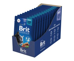 Brit Premium пауч для кошек (кусочки в соусе) (Курица и перепелка, 85 г. упаковка 14 шт)