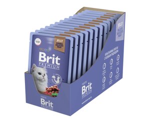 Brit Premium пауч для кошек (кусочки в желе) (Ассорти из птицы, 85 г. упаковка 14 шт)