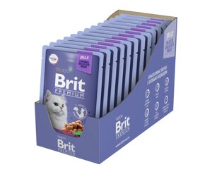Brit Premium пауч для кошек (кусочки в желе) (Треска, 85 г. упаковка 14 шт)