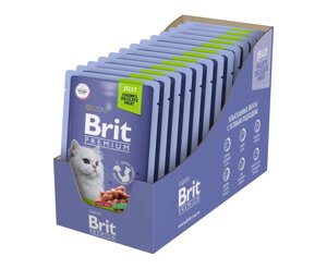 Brit Premium пауч для кошек (кусочки в желе) (Ягненок, 85 г. упаковка 14 шт)