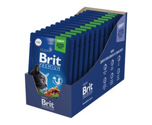 Brit Premium пауч для стерилизованных кошек и котов (кусочки в соусе) (Курица, 85 г. упаковка 14 шт)