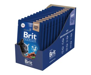 Brit Premium пауч для стерилизованных кошек и котов (кусочки в соусе) (Куриная печень, 85 г. упаковка 14 шт)