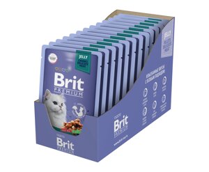 Brit Premium пауч для стерилизованных кошек и котов (кусочки в желе) (Утка с яблоками, 85 г. упаковка 14 шт)